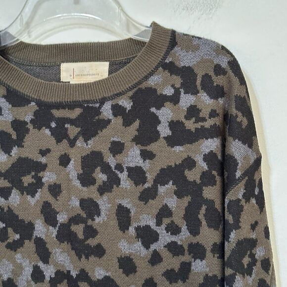 Anthropologie Ethan Leopard Animal Print Sweater S Long Sleeve Pullover Trendy - Picture 3 of 12